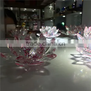 Beautiful Artificial Lotus Flower Crystal Glass Ornaments thumbnail-6