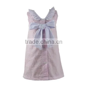 2016 Kaiyo Wholesale Children Lace Ruffle Dress Decorate With Bowknot Oem Service Princess Seersucker Dress Home Dress thumbnail-1
