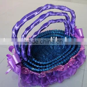 Oval Basket Lace Basket Willow Basket With Handle thumbnail-2