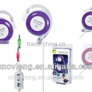 Ear Hook Style 3.5mm Jack Purple Headphone for Computer Use thumbnail-1