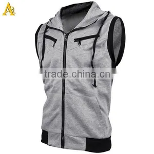 Red Sleeveless Hoodie Zip up Mens Sleeveless Hoodie thumbnail-5