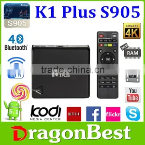 2016 K1 Plus S905 Kodi15.2 Android 5.1 Lollipop Amlogic S905 Quad Core OTT TV Box 4k Smart tv Box Made in China thumbnail-1