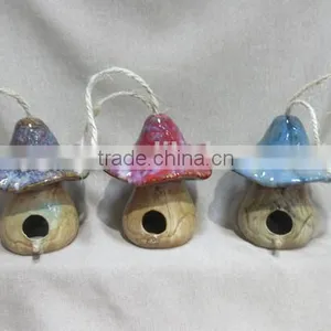 Decorative Garden Painted Ceramic Hanging Bird House thumbnail-1