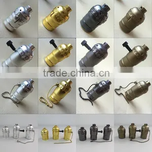 Vintage E27 Aluminum Lamp Holder Socket With Switch Brass/Gold/Silver/Black thumbnail-6