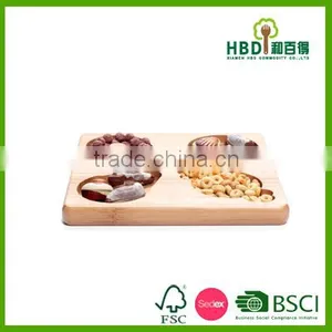 New Divided Bamboo Chip and Dip Tray Snack Serving Tray Wholesale thumbnail-2