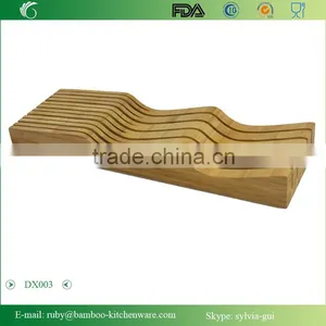 DX003/In Drawer Counter Kitchen Bamboo Knife Holder Rack Storage Block thumbnail-2