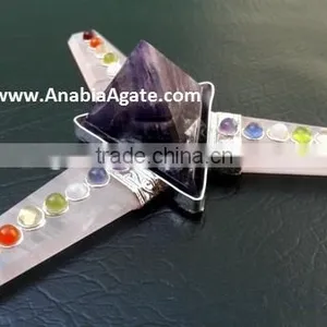 Rose Quartz Flat Stick Chakra Gemstone Energy Generator : Gemstone Amethyst Tetrahedron thumbnail-1