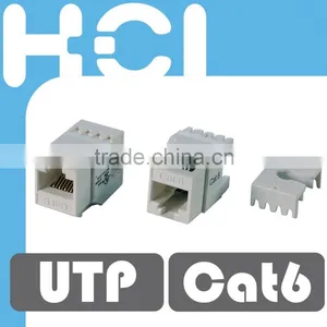 Cat6 UL 180 Degree Unshielded UTP Dual IDC Modular Keystone Jack With Shutter thumbnail-1