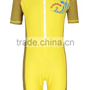 Kid's Shorty Sun Protection Yellow Color Lycra Overall Swimming Suit thumbnail-1
