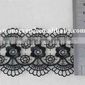 New Arrival Scallop Lace Trim 100% Polyester in Black Circles Pattern With Flowers Lace for Wholesale thumbnail-5