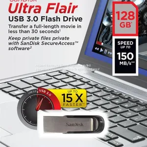 SanDisk 16GB 32GB 64GB 128GB ULTRA FLAIR USB3.0 Stick Paket Speicherstick thumbnail-2