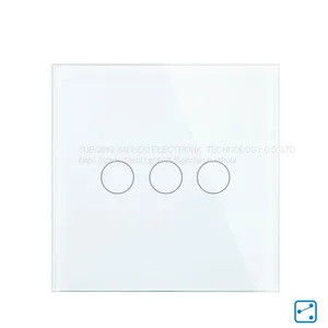 EU Three Gang Two Way Crystal Glass Panel Touch Light Switch,110V/250V50HZ/60HZ Wall Switch thumbnail-4