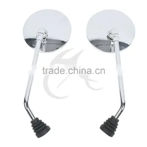 Motorcycle Universal 8mm Round Chrome Left Right Pair Rear View Mirror For Honda thumbnail-1