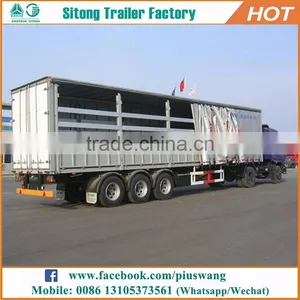 China Best Selling Van Type Curtain Side Semi Trailer Tri-axles Curtain Van Trailer thumbnail-3