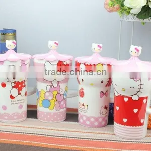 Hello Kitty Cup Lid,Hello Kitty Mugs Ceramic Cups With Silicone Lid thumbnail-1