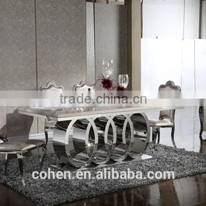 Audi Symbol Base Marble Top Dining Table Set/dining Table and Chairs With Stainless Steel Furniture and Restaurant Furniture thumbnail-1