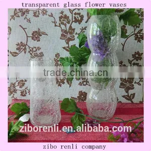Ice Flowers Patterns Triangle Sugar-coated Haw Shape Unique Cheap Murano Transparent Glass Flower Vases thumbnail-1