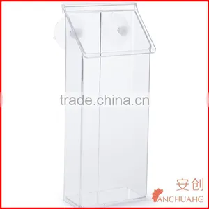 Clear Acrylic Out Door Brochure Holder With Snapping Lid, Window Mount,Wall Mount, Suction Cups Included thumbnail-2