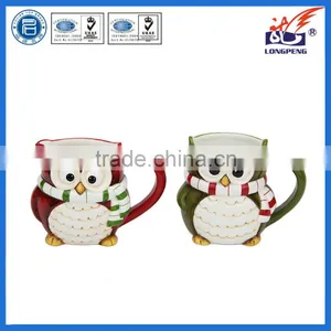 Novelty Owl Bird Ceramic Mugs Cups Red Green Tea Coffee Gift NEW,Figural Owl Mugs, Animal Coffee Tea Mugs Gift for Friend thumbnail-1
