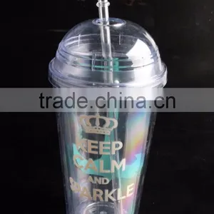 16oz Bpa Free Plastic Reusable Double Wall Tumbler With Dome Lid thumbnail-4