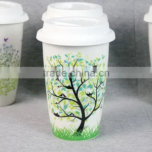 Bone China Double Layer Porcelain Coffee Mug With Silicone Pad thumbnail-1