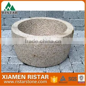 Natural Round Granite Stone Flower Pot for Garden thumbnail-1