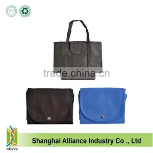 Non Woven Hand Bags With Button Pouch Foldable Button Totes Grocery Shopping Bags thumbnail-1