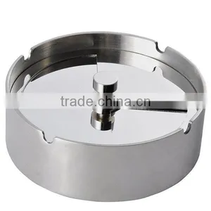 Newness Stainless Steel Tabletop Unbreakable Ashtray With Detachable Rotating Lid thumbnail-1