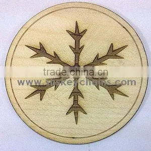 Snow Flake Slim Wooden Coaster, Laser Engraved thumbnail-1
