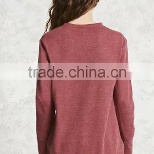 Plus Size Women Clothing 2017 High Low Fleece Solid Lightweight Knit No Hooded Sweatshirt Round Neck Super Oversized Hoodie thumbnail-4