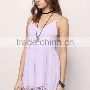 Adult Romper Wholesale Sexy Light Purple Thin Flowy Spaghetti Straps Shorts Beach Wear Summer Festival Jumpsuit With Fringe Trim thumbnail-4