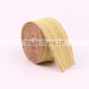 Decorative 28mm Wide Wire Edge Burlap Ribbon thumbnail-4