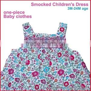 Beautiful Allover Print One-piece Children's Girls Smocked Dresses thumbnail-2