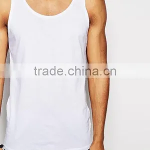 2017 Competitive New Design Custom Manufacture White Color Gym Wear Comfortable 100% Cotton Fashion Running Men's Tank Vest thumbnail-3