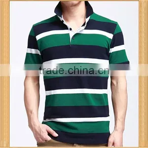 High Quality Men's Cotton Green Striped Polo Shirt Wholesale China thumbnail-1