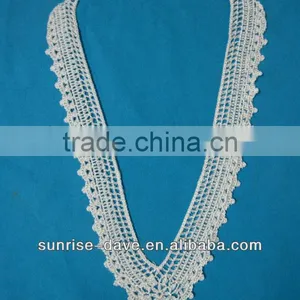 Wholesale White 100% Cotton Crochet Lace Deep V Collar Patch thumbnail-1
