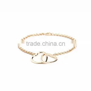 Gold Plated Designer Double Heart Bracelet thumbnail-1