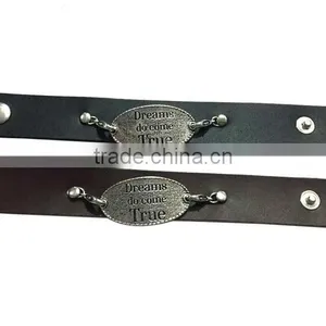 English Words Logo Bracelets,alloy Charm Leather Cuff Bracelet,unique Jewelry Gifts Bracelets thumbnail-3