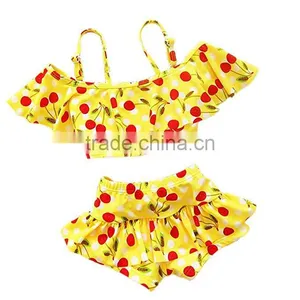 Boutique Summer Baby Girl Cherry Swimsuit 2 Pieces Ruffle Clothing China Suppliers thumbnail-3