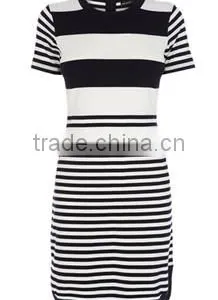 Hot Sale Chic Horizontal Stripes Curved Hem Sweater Dress thumbnail-1