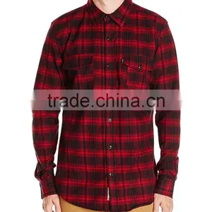 Top Quality Latest Shirts Design Red Black Men Flannel Shirt thumbnail-1