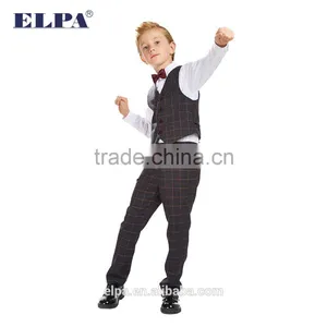 2016 Style ELPA NXB0071Dark Gray Plaid Three Pieces Boy Suits for Wedding /Show thumbnail-4