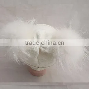 Myfur Top Quality Baby Hats for Kids With Raccoon Fur Balls Knitted Baby Kids Hats thumbnail-4