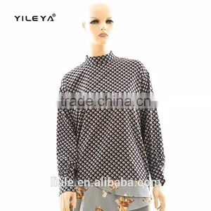 Hot Sale High Collar Blouse Design Women Long Sleeves Blouse thumbnail-1
