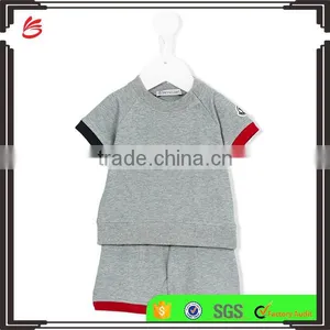 2017 New Design Custom Summer Kids Color Block Tracksuit Clothes Set Kids Active Wear Baby Clothes Set thumbnail-1