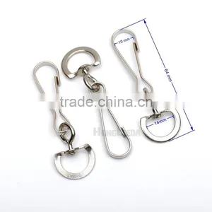 14mm Metal Iron Swivel Clasps Snap Two Hooks Rings Key Hooks DIY Key Chain Ring Nickle Color HK-015 thumbnail-1