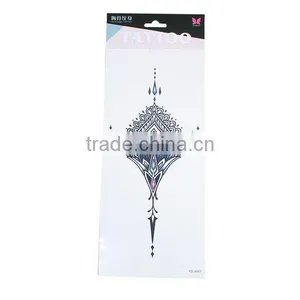 Paper Removable Waterproof Temporary Sternum Tattoo Sticker Body Art Black Filigree Pattern Tattoo Temporary thumbnail-1