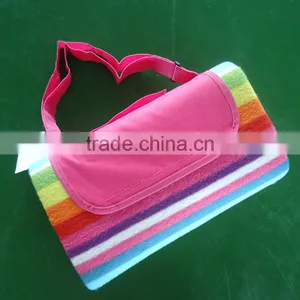 Foldable 2 in 1 Polyester Printed Stripe Polar Fleece 2mm Sponge Pvc/nylon Waterproof Picnic Blanket thumbnail-1