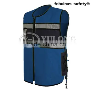Wholesale China Cheap Polyester Cotton Reflective Blue Safety Vest thumbnail-3
