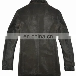2015 Last Fashion Mens Hot Selling Handsome pu Leather Mens Long Coat thumbnail-3